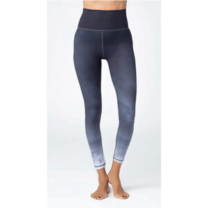 Sol Mane Womens Black Charcoal Lagoon Mudra Full Leggings Pull On Size L NWT